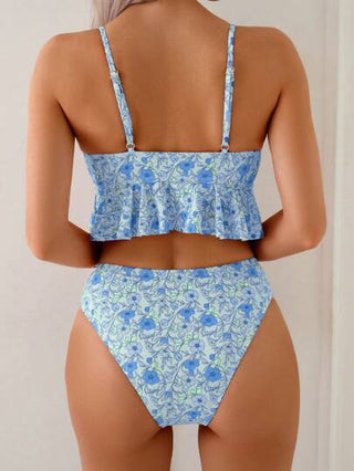 طقم تانكيني حريمي Swim فوط من نوع السباجيتي بتصميم رقبة على شكل V مع طية، ملابس علوية طراز البكيني مناسبة للصيف