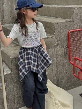 girls-sets DAZY 3 قطع طقم بنطلون بناتي حديث للفتيات: تي شيرت بياقة مستديرة بأكمام قصيرة مطبوعة + تنورة رقبة مربعة + بنطلون ، مناسب للربيع والصيف، مقاس كبير الحجم