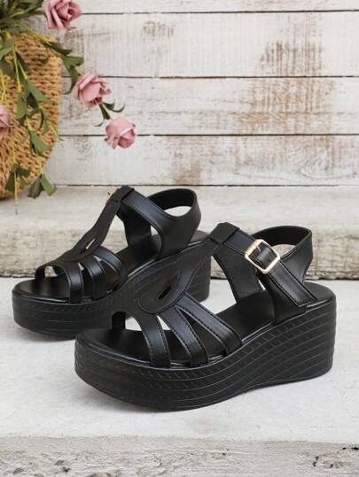 صنادل نسائية كاجوال واسعة بتصميم شفاف وكتلة منصة مريحة، سهلة الارتداء، خفيفة الوزن وتصميم بسيط للصيف