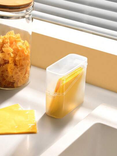 SHEIN (1 قطعة) صندوق تخزين شبشب الجبن، صندوق حفظ طازج لشبشب الجبن، تخزين أكياس القهوة والشاي وصلصة الكاتشب، صندوق تغليف وتخزين على المكتب