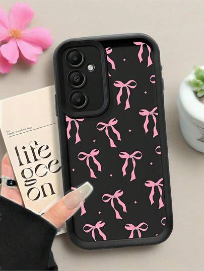 غطاء هاتف وقاية سميك مانع للانزلاق ومزين بفيونكة زهرية موديل 1 قطعة، متوافق مع أجهزة و Honor و Redmi و Galaxy