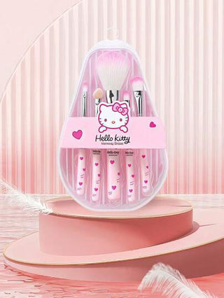 Sanrio قطعة واحدة طقم فرش مكياج كيوت هالو كيتي 5 قطع, فرش ناعمة محمولة باعتبارها هدية عيد ميلاد لصديقات, مبتدئ المكياج