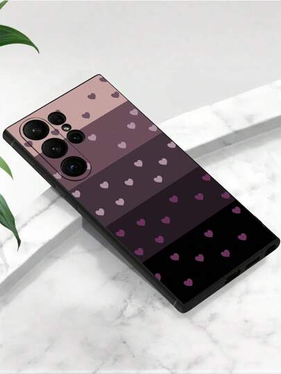 1 غطاء هاتف مقاوم للصدمات مانع للانزلاق بتدرج لون القلب متوافق مع جالكسي A04e/A05s/A13/A14/A15/A34/A35/A50/A52/A53/A54/S21/S22/S23/S24/S25/S25Ultra/24fe