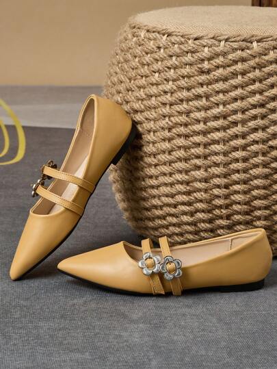 1 زوج من الأحذية النسائية المسطحة أصبعية الأحذية مصنوعة من الجلد الناعم للمكتب والعمل، نعال سهلة الارتداء وقابلة للاستخدام بشكل متنوع، مسطحة مريحة للارتداء اليومي والتنقل