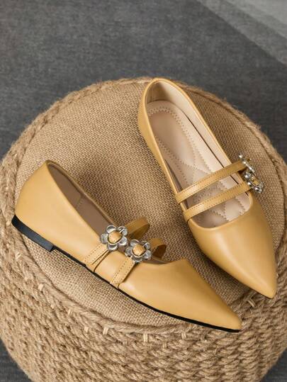 1 زوج من الأحذية النسائية المسطحة أصبعية الأحذية مصنوعة من الجلد الناعم للمكتب والعمل، نعال سهلة الارتداء وقابلة للاستخدام بشكل متنوع، مسطحة مريحة للارتداء اليومي والتنقل