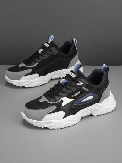 أحذية رياضية كاجوال سميكة موسم الخريف/الشتاء للرجال، تزيد من الارتفاع، أحذية رياضية للطلاب، أحذية رياضية عصرية متعددة الاستخدامات