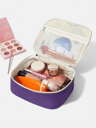 Nyan Cat X صندوق تنظيم مكياج ذو سعة كبيرة بنمط قطة، حافظة مكياج محمولة للسفر، وأقلام تجميل، وإكسسوارات، وعلبة تجميل جميلة وعصرية محكمة الإغلاق