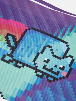 Nyan Cat X صندوق تنظيم مكياج ذو سعة كبيرة بنمط قطة، حافظة مكياج محمولة للسفر، وأقلام تجميل، وإكسسوارات، وعلبة تجميل جميلة وعصرية محكمة الإغلاق