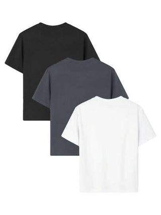 3 قطع/طقم تي شيرتات كاجوال للأولاد ذات طباعة على الرقبة المستديرة وأكمام قصيرة، متنوعة الألوان ومريحة وأنيقة مناسبة للأطفال في الصيف