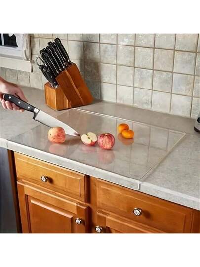 لوح تقطيع، من البلاستيك الشفاف المقاوم للانزلاق لاستخدامه في المطبخ والمنزل وغرفة الطعام لتقطيع الفواكه والخضروات ، أداة مطبخية ، ضروريات الشقة والمدينة الجامعية، اكسسوارات المطبخ