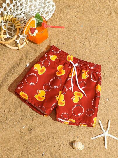 مايوه أولادي بدلة السباحة للأطفال الصبيان مع سحاب؛ بنمط البط