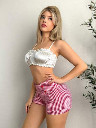 EgrlEra شورتات كاجوال مزينة بقلب الطرطان للنساء ، عصرية للصيف