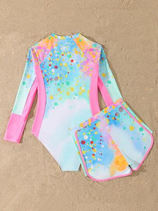 قطعة واحدة بذلة سباحة ذات شورت للمراهقات