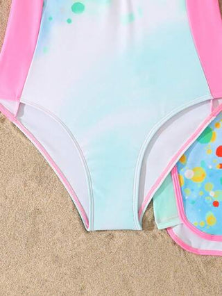 قطعة واحدة بذلة سباحة ذات شورت للمراهقات