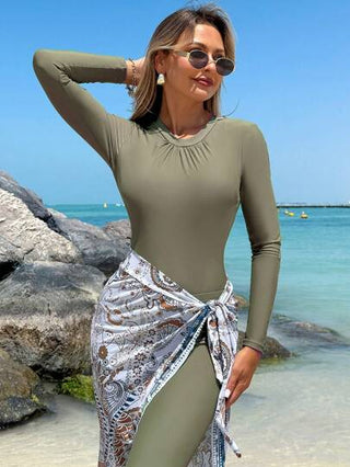 Swim Mulvari ثلاث قطع ملابس سباحة جديدة للصيف، سروال طويل الأكمام وتنورة ملفوفة، بزي محتشم (بوركيني)، ملابس سباحة عربية