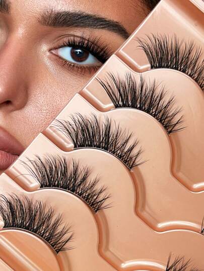 5 أزواج من رموش عين صناعية نصفية، رموش صناعية على شكل شريط، بطول 5-10 مم، طراز حرف D، تطويل للرموش الصناعية، رقيقة طبيعية للرموش الصناعية، إعادة الاستخدام للرموش الصناعية، سهلة التطبيق، مناسبة للمواعدة والحفلات وغيرها من المناسبات. تطويل رموش نمط...