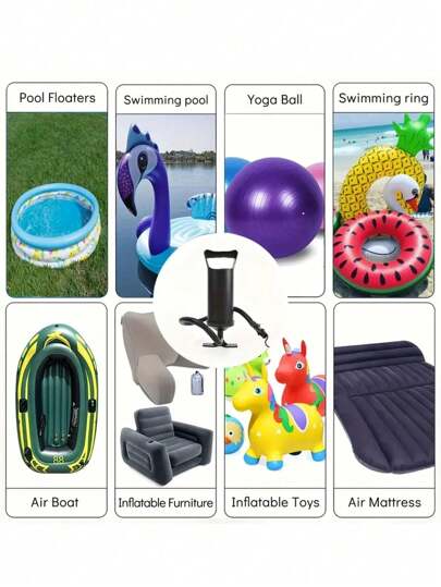 1 قطعة مضخة هواء يدوية محمولة مع 3 قطع محول صمام الفوهة، مناسبة لفرشات الهواء والحلقات العائمة والأحواض السباحة القابلة للنفخ والألعاب والبالونات والقوارب