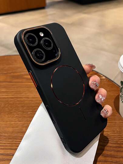 غطاء هاتف مغناطيسي فاخر متوافق مع هواتف آيفون 16 و15 و14 و13 برو ماكس و16 برو ماكس، حامل عدسة، شحن لاسلكي، غطاء خلفي مقاوم للصدمات