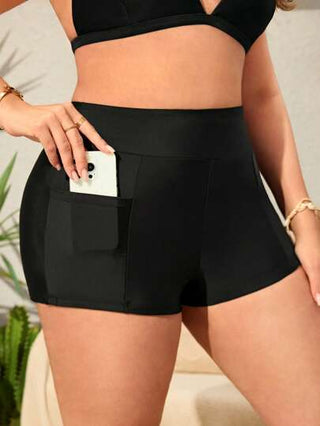 SHEIN Swim بوتوم السباحة ذو اللون الأحادي العصري للأحجام الكبيرة، مناسب للصيف