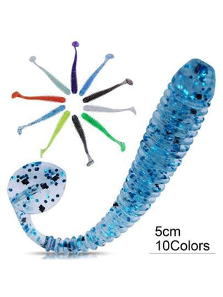 SOUGAYILANG 10/30/50 قطعة طعم صناعي ناعم، طعم ديدان مشبه بالحياة بحجم 5 سم/1 جرام، حركة ذيل السمكة المصطنع، طعوم صيد السمك السليكون، للأنهار والبحار، معدات صيد أسماك القاعدة