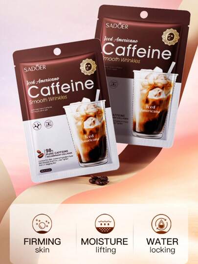 1/3/5 قناع وجه مرطب للصيف بالكافيين والجليد للأمريكانو، يقلل التجاعيد ويغذي البشرة