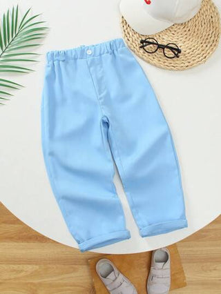 SHEIN بنطلون بسيط للفتى الصغير بأسلوب كاجوال مناسب للمدرسة والحفلات ومناسبات أخرى ، يحافظ على الموضة