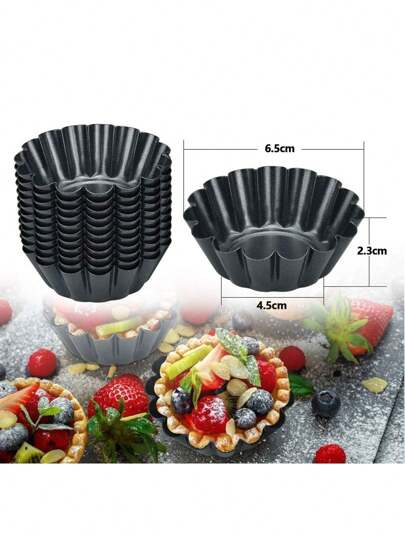 24 قطعة/12 قطعة/6 قطع قوالب تارت البيض، قوالب قصدير فولاذية مانعة لللتصاق لتارت البيض، قوالب فطيرة صغيرة، قوالب مافن وكب كيك وبودنج، مناسبة لصنع الفطائر والتارت الصيني والكيك