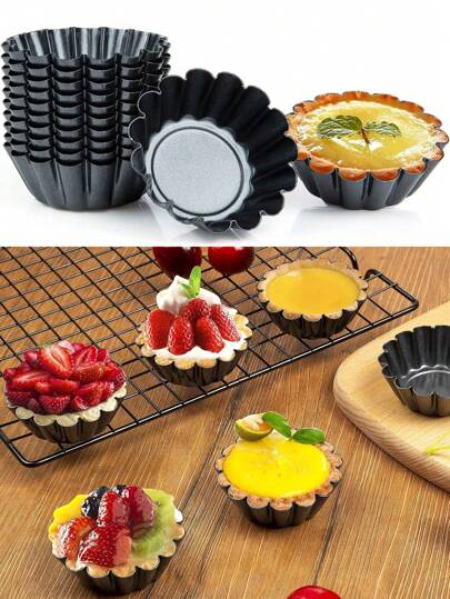 24 قطعة/12 قطعة/6 قطع قوالب تارت البيض، قوالب قصدير فولاذية مانعة لللتصاق لتارت البيض، قوالب فطيرة صغيرة، قوالب مافن وكب كيك وبودنج، مناسبة لصنع الفطائر والتارت الصيني والكيك