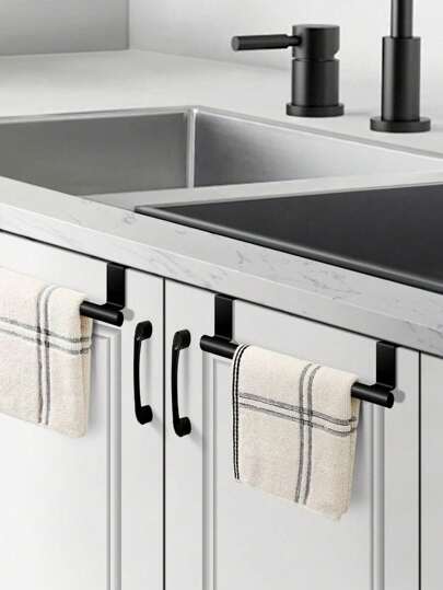 حامل منشفة أحادي القضيب، نوع معلق على باب الخزانة، حامل المنشفة بدون ثقب، منظم المطبخ، أدوات المطبخ، منظم