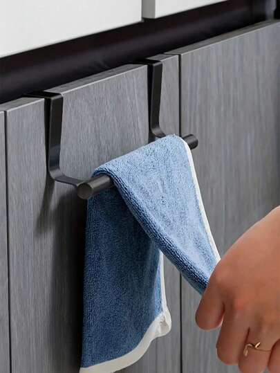 حامل منشفة أحادي القضيب، نوع معلق على باب الخزانة، حامل المنشفة بدون ثقب، منظم المطبخ، أدوات المطبخ، منظم