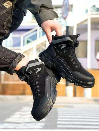 بوت عمل حماية قدم الرجال ذات أطراف معدنية، بوت سلامة للصناعة والبناء والعسكرية، مقاومة للماء، للسحق والثقب، قاعدة مطاطية مقاومة للانزلاق، بإربطة قابلة للتعديل، بوت عمل متينة