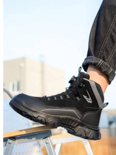 بوت عمل حماية قدم الرجال ذات أطراف معدنية، بوت سلامة للصناعة والبناء والعسكرية، مقاومة للماء، للسحق والثقب، قاعدة مطاطية مقاومة للانزلاق، بإربطة قابلة للتعديل، بوت عمل متينة