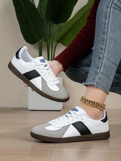 أحذية رياضية مريحة للرجال ذات نعل خفيف ومرن بتصميم كلب الراعي الألماني، أحذية رياضية مسطحة ذات أصابع مستديرة وأربطة