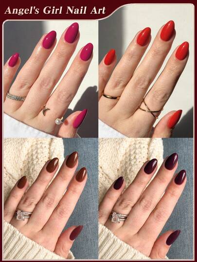 96 قطعة (4 مجموعات مختلطة) أظافر صناعية قصيرة بشكل بيضاوي ذات ألوان حمراء مختلفة للتطبيق بالضغط ، أطراف أظافر أكريليك طبيعية قصيرة كاملة الغطاء ، ذات نهاية معتمة ، تأتي مع غراء جيلي وملف أظافر ، بعلبة تخزين مناسبة لاستخدام النساء والفتيات اليومي وحفلات