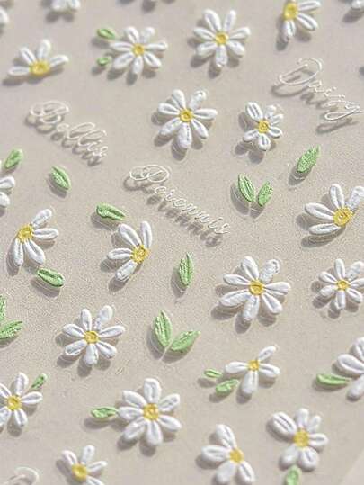 2قطعة ملصقات مزخرفة بزهور البابونج العشوائية للاستخدام في DIY الدفتر