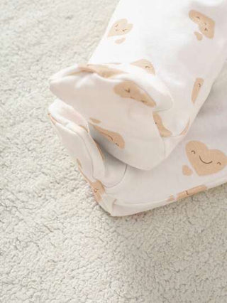 SHEIN 4 قطع حلة رومبر مطبوع بألوان نقاط وشكل القلب مع غطاء رأس فراشة، للأطفال الرضع البنات، بأكمام طويلة وسحاب، بدلة نوم ناعمة
