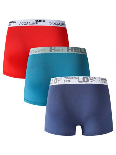 EasyFave 3 حزمة من السراويل الداخلية البسيطة للرجال ذات خصر مطاطي بأحرف