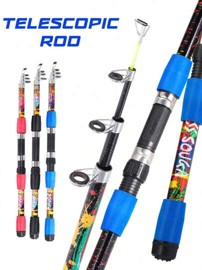 SOUGAYILANG 1 قطعة من صيد تليسكوبي خفيف الوزن، صيد ذو 5 أقسام ثلاثي الألوان من مادة ألياف الزجاج المرن القوي، حساس وأنيق للصيادين المبتدئين