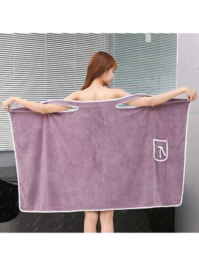 مجموعة منشفة حمام قابلة للارتداء - بحجم الكبار مع جيب للتخزين ، منشفة سميكة من القطيفة قوية الامتصاص وسريعة التجفيف - مناسبة للاستخدام بعد الاستحمام - لا داعي للقلق بشأن السقوط