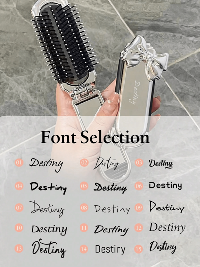 1 قطعة/ 10 قطع /30 قطعة / مشط قابل للطي مخصص - كريمي، مدمج بمرآة، فرشاة شعر، مشط، أداوات شعر، منتجات وإكسسوارات صالون حلاقة وتجميل، ضرورات السفر الجمالية، مرآة مكياج سهلة الاستخدام