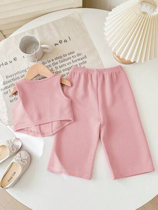 SHEIN طقم للبنت الصغيرة صامم من سترة كنز وبنطلون بخصر مطاطي