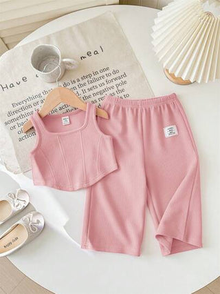 SHEIN طقم للبنت الصغيرة صامم من سترة كنز وبنطلون بخصر مطاطي