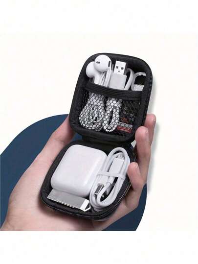 صندوق تخزين رقمي محمول قطعة واحدة، مقاوم للصدمات ومضاد للسقوط، مع تقسيم شبكي، مناسب لسماعات الرأس/كابلات البيانات/محركات الأقراص USB، صغير وأنيق، أداة تنظيم للمكتب، منتج أساسي لهواة الإكسسوارات الإلكترونية، صندوق تخزين، أدوات المطبخ