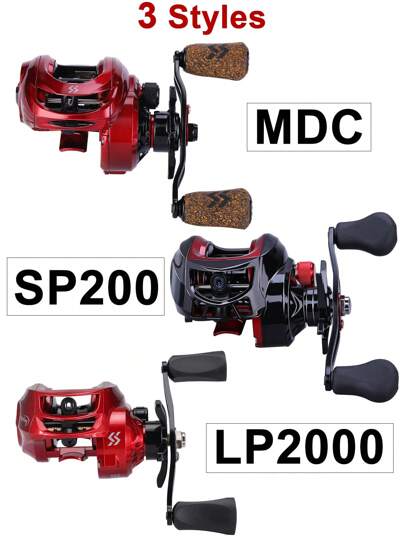 SOUGAYILANG 1 قطعة بكرة صيد الطعم ، 3 أنواع من بكرات الطعم ، خيار اليد اليسرى واليمنى ، مع نظام فرملة مغناطيسي فائق القوة ، للصيد في المياه العذبة والمالحة