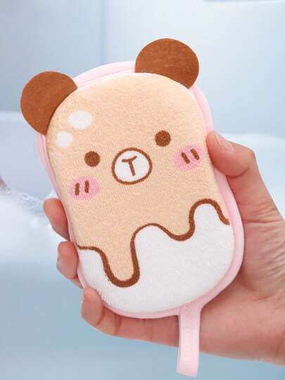 قطعة واحدة إسفنجة حمام محبوكة مزينة بشكل حيوان كرتوني للأطفال الرضع والأطفال الصغار، فرشاة حمام إسفنجية ناعمة ، منتجات حمام للأطفال