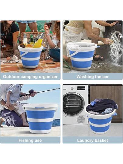 ١ حوض قابل للطي سعة ٣ لتر/١٠ لتر، دلو ماء محمول، دلو غسيل السيارات القابل للطي، دلو ماء للتخييم والصيد والسفر، دلو للغسيل، سهل التخزين، مستلزمات التنظيف، ادوات منزلية، منتجات منزلية قابلة للطي، مناسب لغسيل السيارات والتخييم والصيد والسفر والأنشطة...