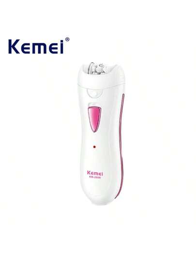 Kemei جهاز إبر كهربائي للنساء لإزالة الشعر من الساقين والمنطقة الحساسة وبكيني ، يحتوي على ضوء صغير ، ماكينة حلاقة للشعر بجسم المرأة ، قابلة للشحن بمنفذ USB ، قطعة واحدة