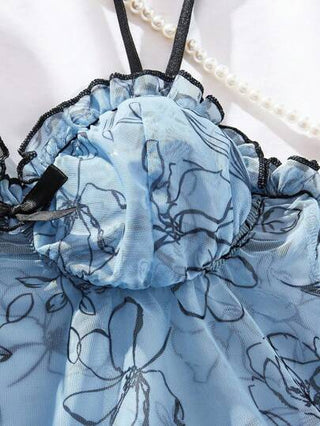 لانجيري حريمي قطعة واحدة ملابس داخلية نسائية مثيرة ببدلة تيدي باللون الزهري، مع شبكة وطبقات نفرة وفيونكة وأشرطة شفافة، تصميم فاضح وإغراء