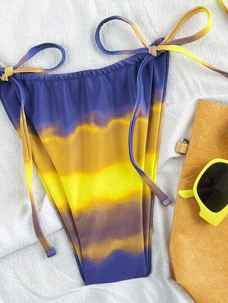 Swim Vcay 2 طقم/مجموعة للنساء، ملابس علوية كامي وشورت سباحة مربوط جانبي، طقم بيكيني ملون تدرجي، موضة الربيع
