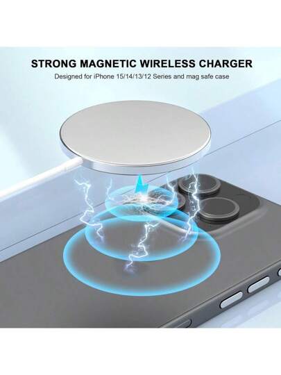 قاعدة شاحن لاسلكي مغناطيسي 15 واط، متوافق مع أجهزة آيفون 16 برو ماكس/16 برو/16 بلس/16/15/14/13/12/11، مناسب للمكاتب والسكن والمنزل